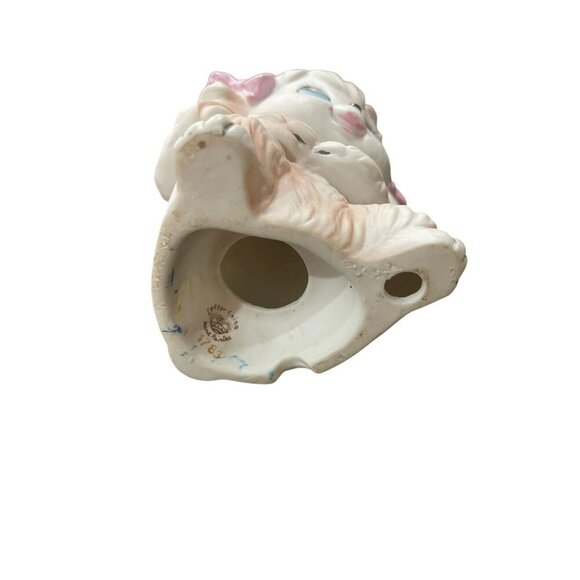 Vtg Lefton China Hand Painted Figurine Anthropomorphic Puppy Pink Bows Big Eyes - Picture 7 of 7